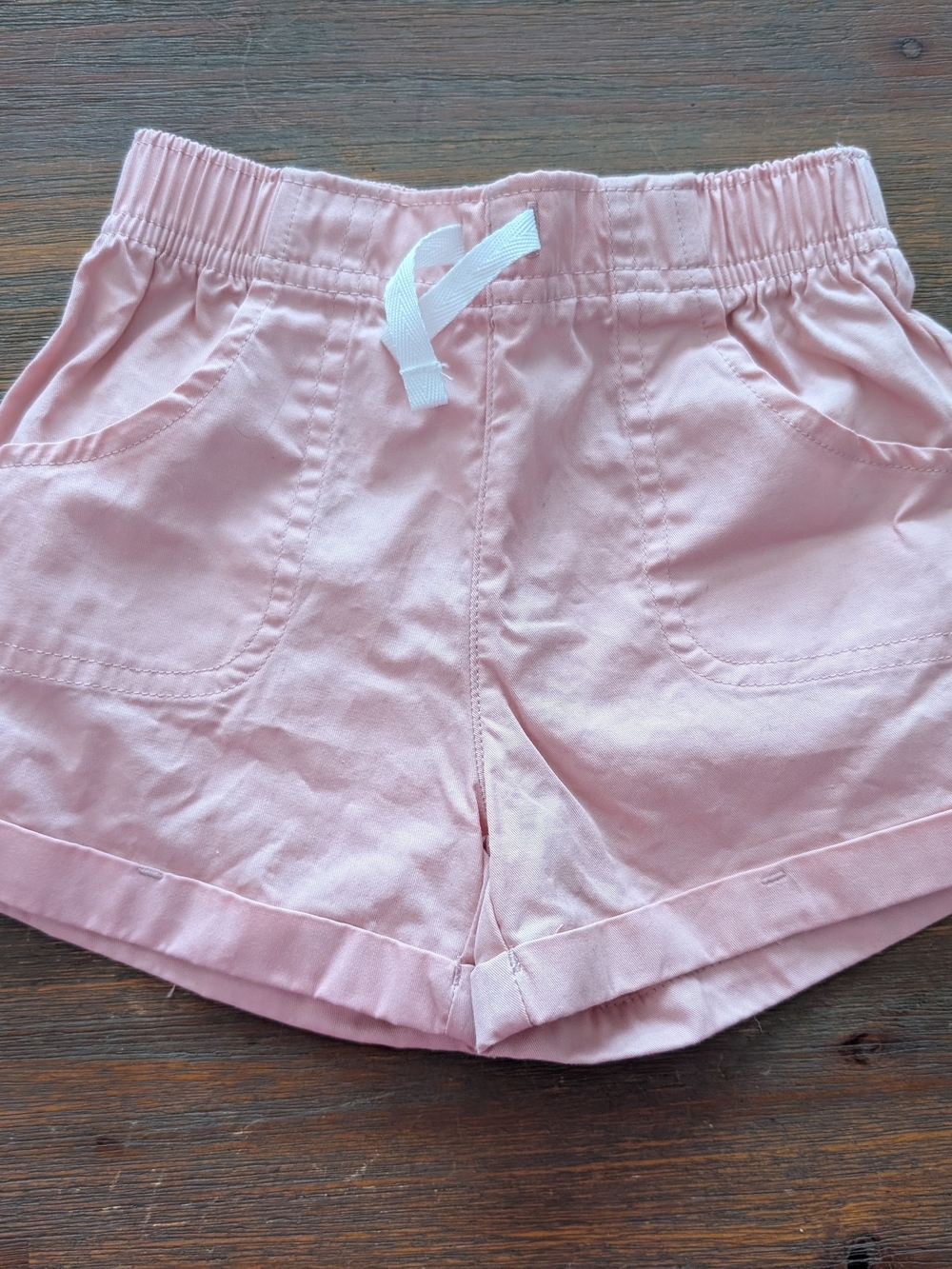 Girls' Pink Elastic-Waist Drawstring Shorts
